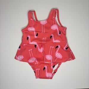 NWT Hanna Andersson Skirted Swimsuit, One Piece, Flamingo, Size 60 (US 3-6mo)